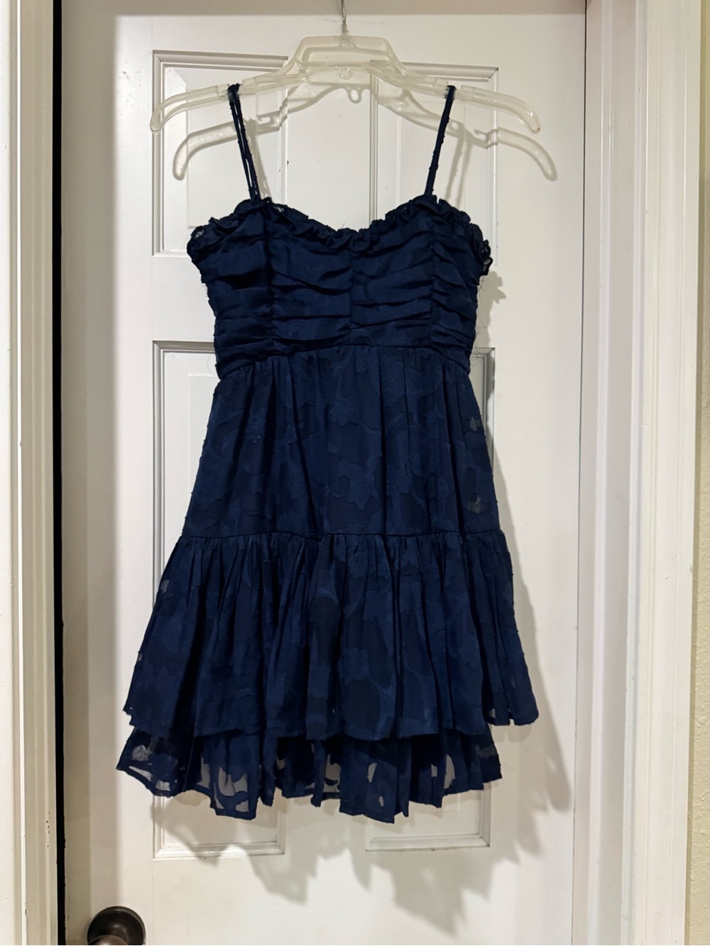 Altard State Navy Blue Ruffled Spaghetti-Strap Dress Sz XS